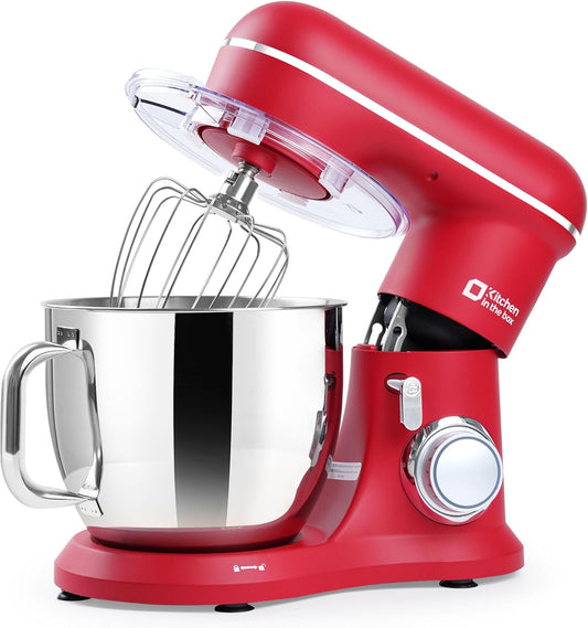 Kitchen in the box 7QT 900W 10-Speed Stand Mixer, Tilt-Head Kitchen Electric Mixer with Dough Hook, Whisk & Flat Beater(Red)