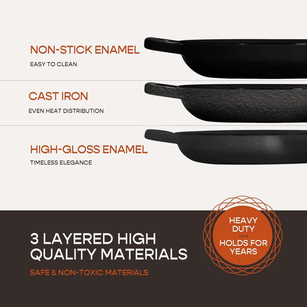 Enameled Cast Iron Dutch Oven for Sourdough Bread Baking | 6 Quart Pot with Lid | 10 Inch Ceramic Enamel Thick Coated Cookware Set with Non Stick Silicone Baking Mat for Cooking | 6 Qt |Black