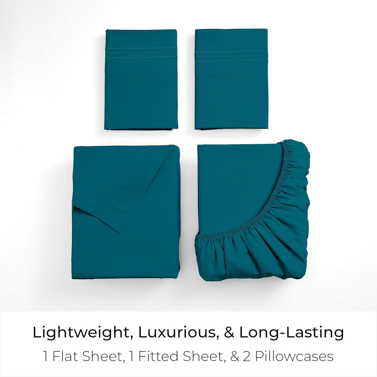 Mellanni California King Sheets Set - 4 PC Iconic Collection Bedding - Hotel Luxury, Extra Soft, Cooling Bed Sheets - Wrinkle, Fade, Stain Resistant (Cal King, Teal)