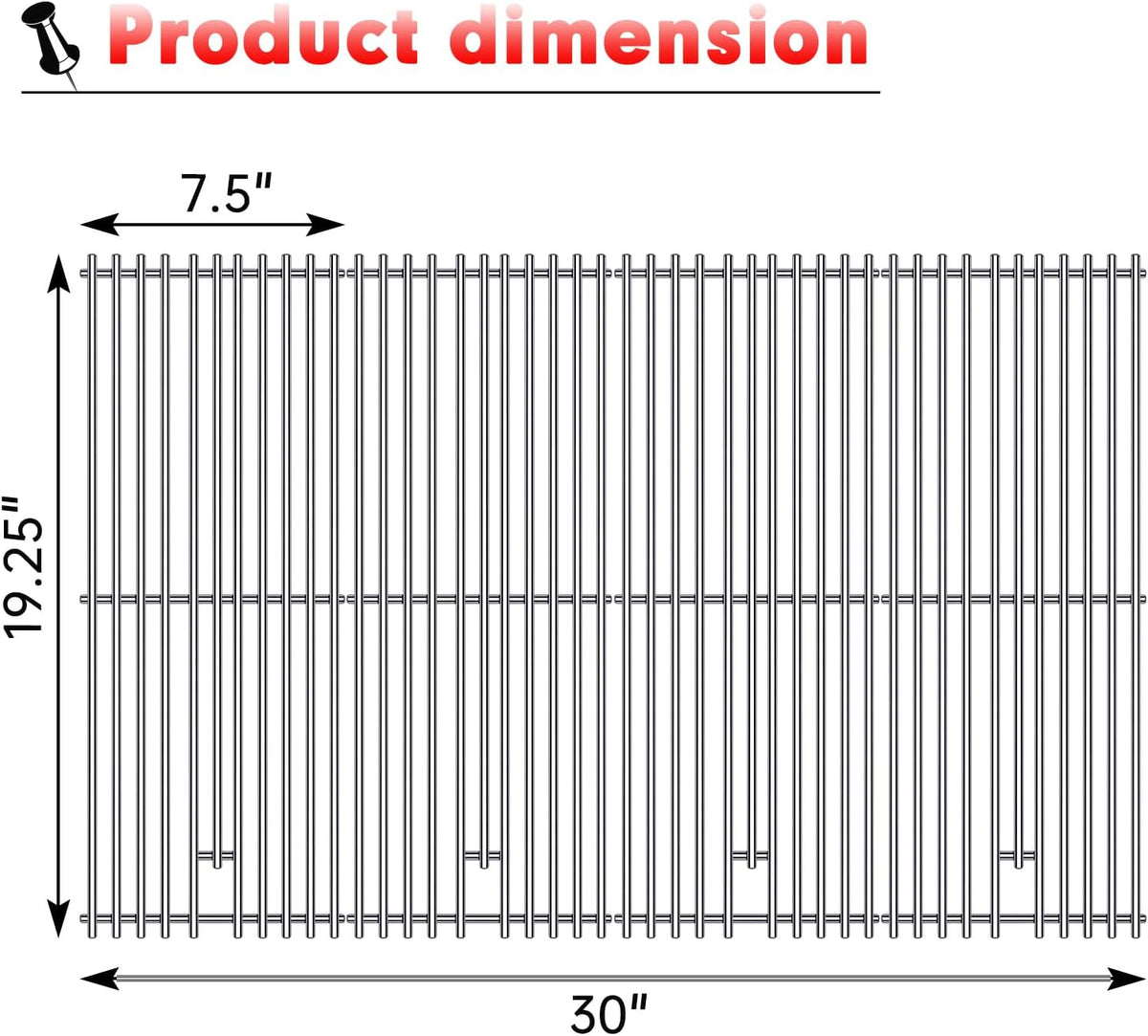 9MM 16517 Grill Grates Replacement for Bull Grill Replacement Parts, BBQ Bull Angus 4 Burner 47628 47629, Steer Premium 69008, Lonestar 87049, Bull Outlaw 26038 26039, Stainless Steel Grids