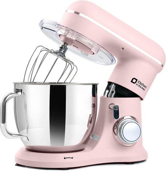 Kitchen in the box 7QT 900W 10-Speed Stand Mixer, Tilt-Head Kitchen Electric Mixer with Dough Hook, Whisk & Flat Beater(Rose pink)
