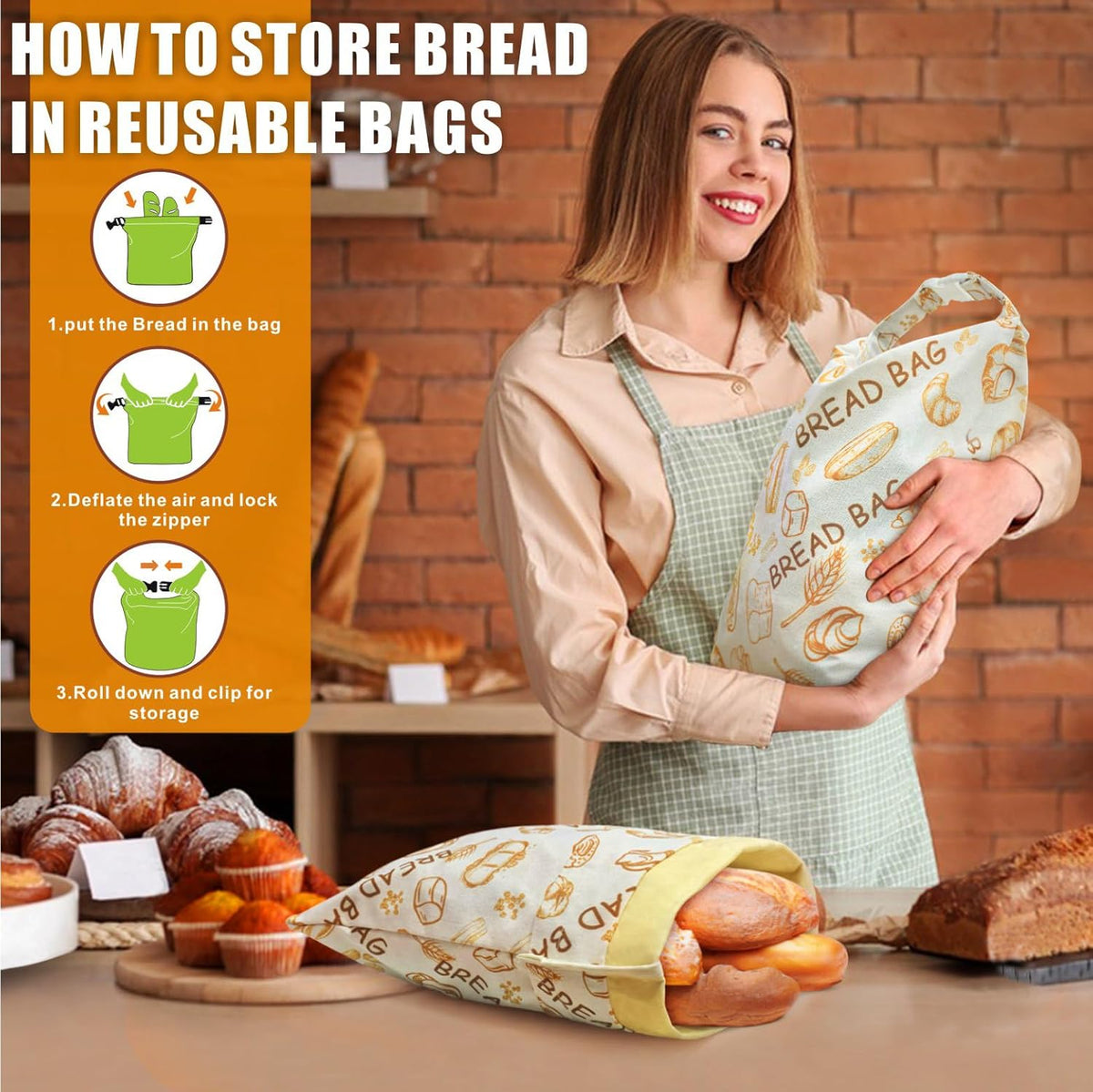Mosucoirl Beeswax Bread Bags 2 Pack, Reusable Bread Storage Boxes for Homemade Sourdough, Cotton Food Bags Loaf Containers to Keep Fresh Large (Bread Pattern)