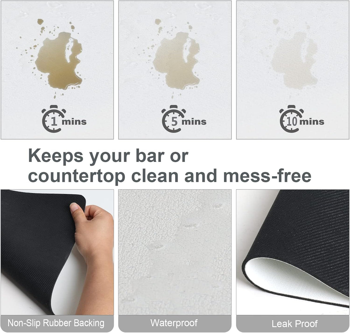 ZLR Coffee Mat - 12" x 16" Small Kitchen Hide Stain Absorbent Dish Drying Mat for Countertop - Easy to Clean Coffee Bar Mat for Espresso Machine and Spill Protection - Milk White