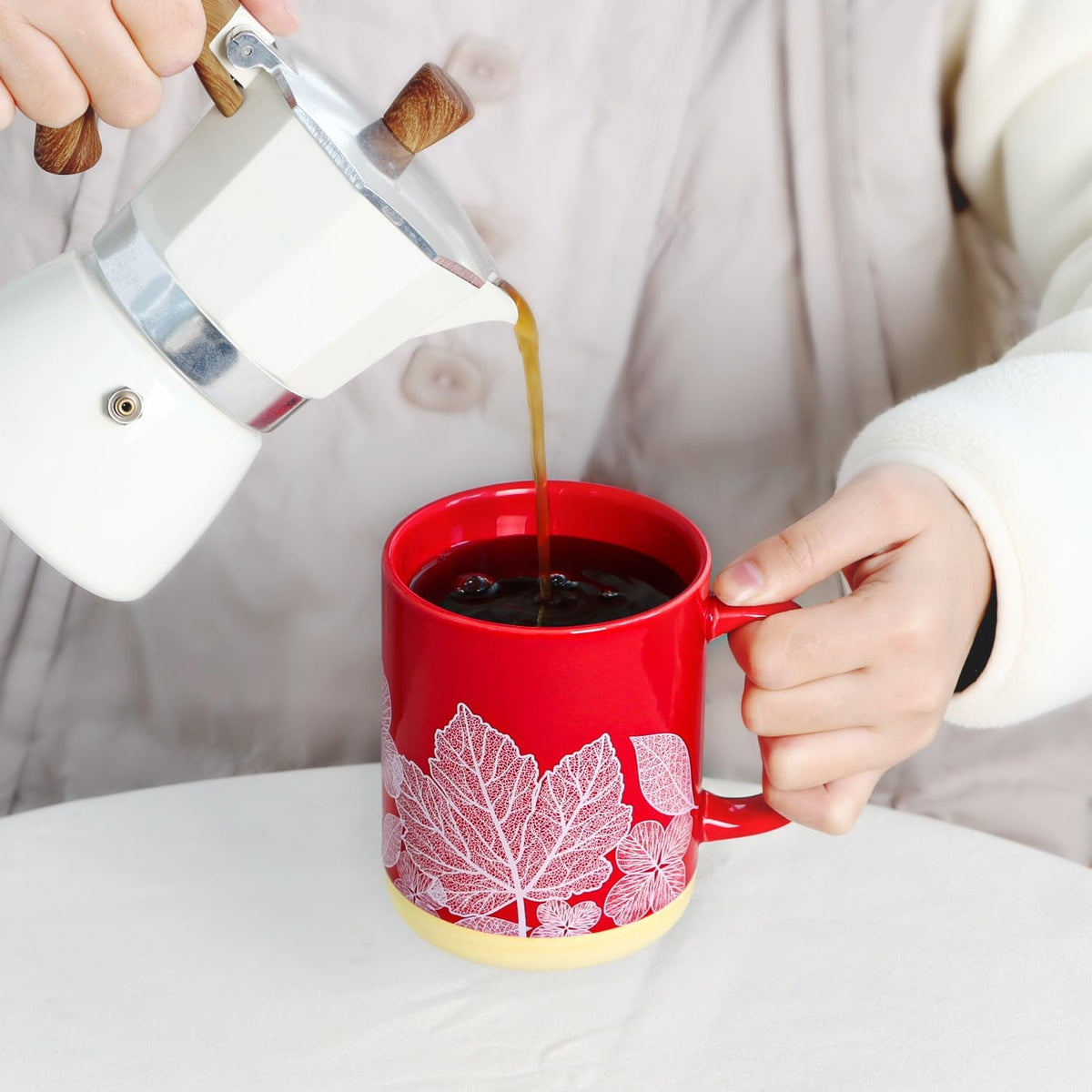17 oz Large Coffee Mug with Handle Tea Cup Novelty Coffee Cup for Men Women Office Work.Microwave and Dishwasher Safe, Red