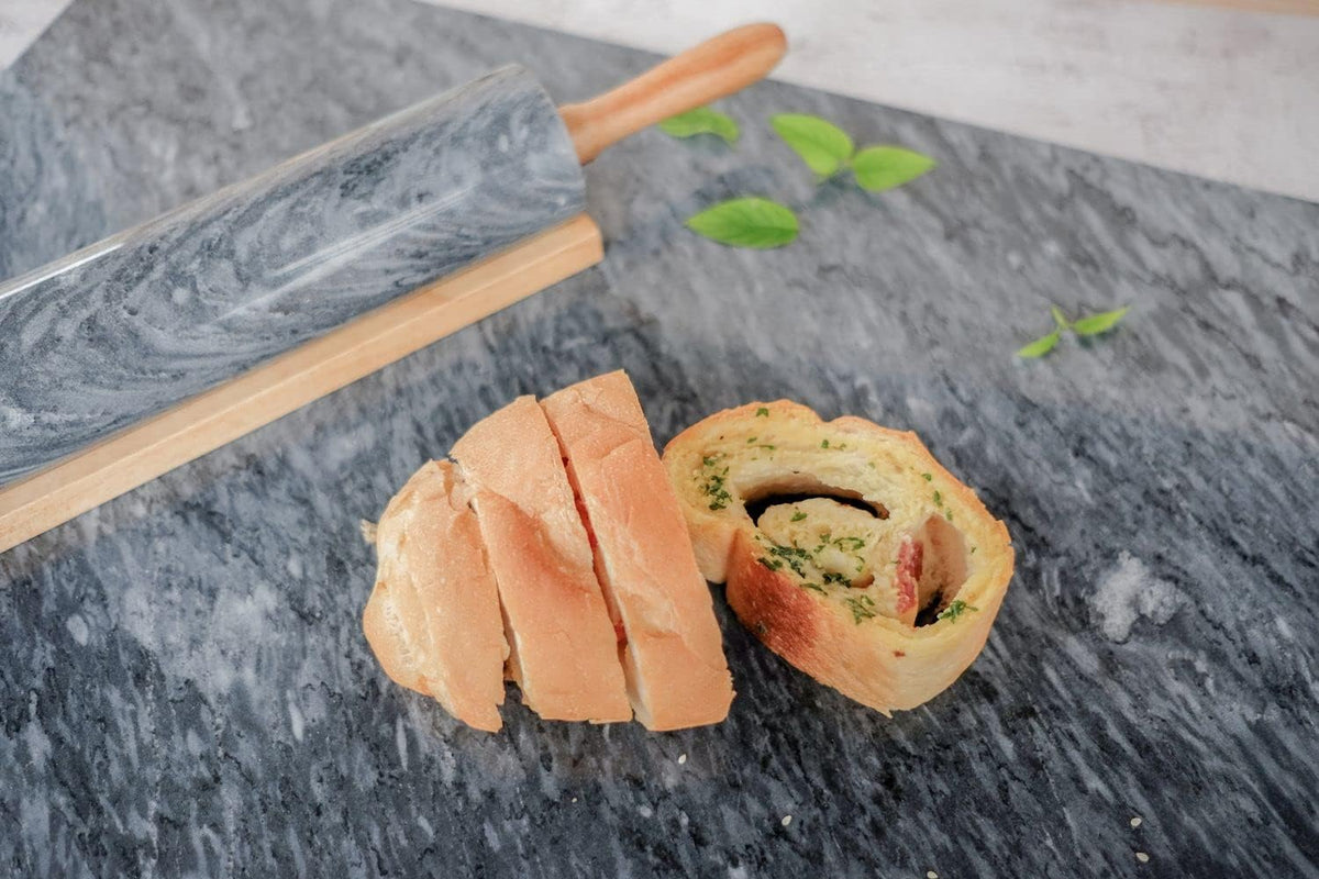 JEmarble Pastry Board 16x24 inch(Gray) with Non-Slip Rubber Feets for Stability Perfect for Keep the Dough Cool and Chocolate Tempering(Premium Quality)