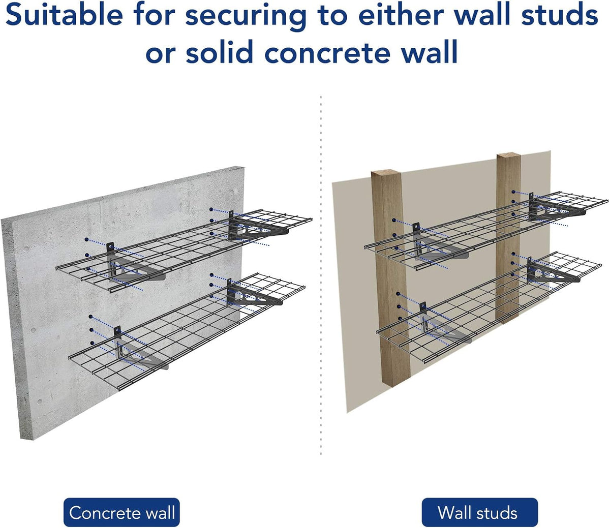 FLEXIMOUNTS 2-Pack 1x4ft 12-inch-by-48-inch Wall Shelf Garage Storage Rack Wall Mounted Floating Shelves, Black