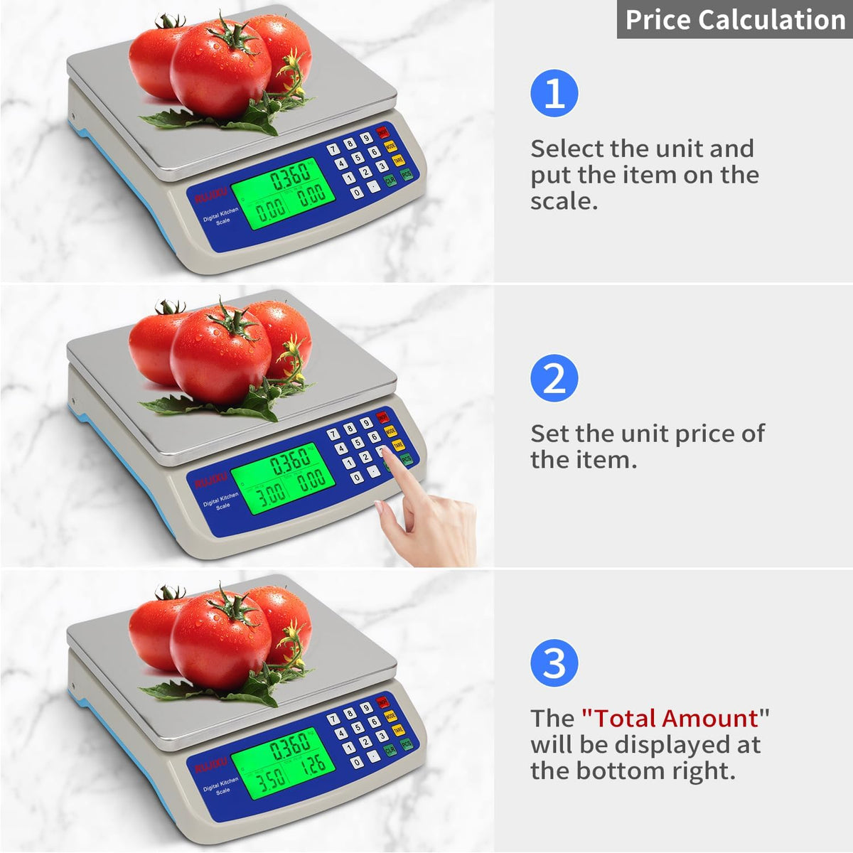 Large Digital Kitchen Scale 22LB Commercial Scale for Food Baking Bread Cooking Meat,Stainless Steel Price Computing Scale with LCD Display,Prep Counting Scale for Parts and Coins,Adapter Included