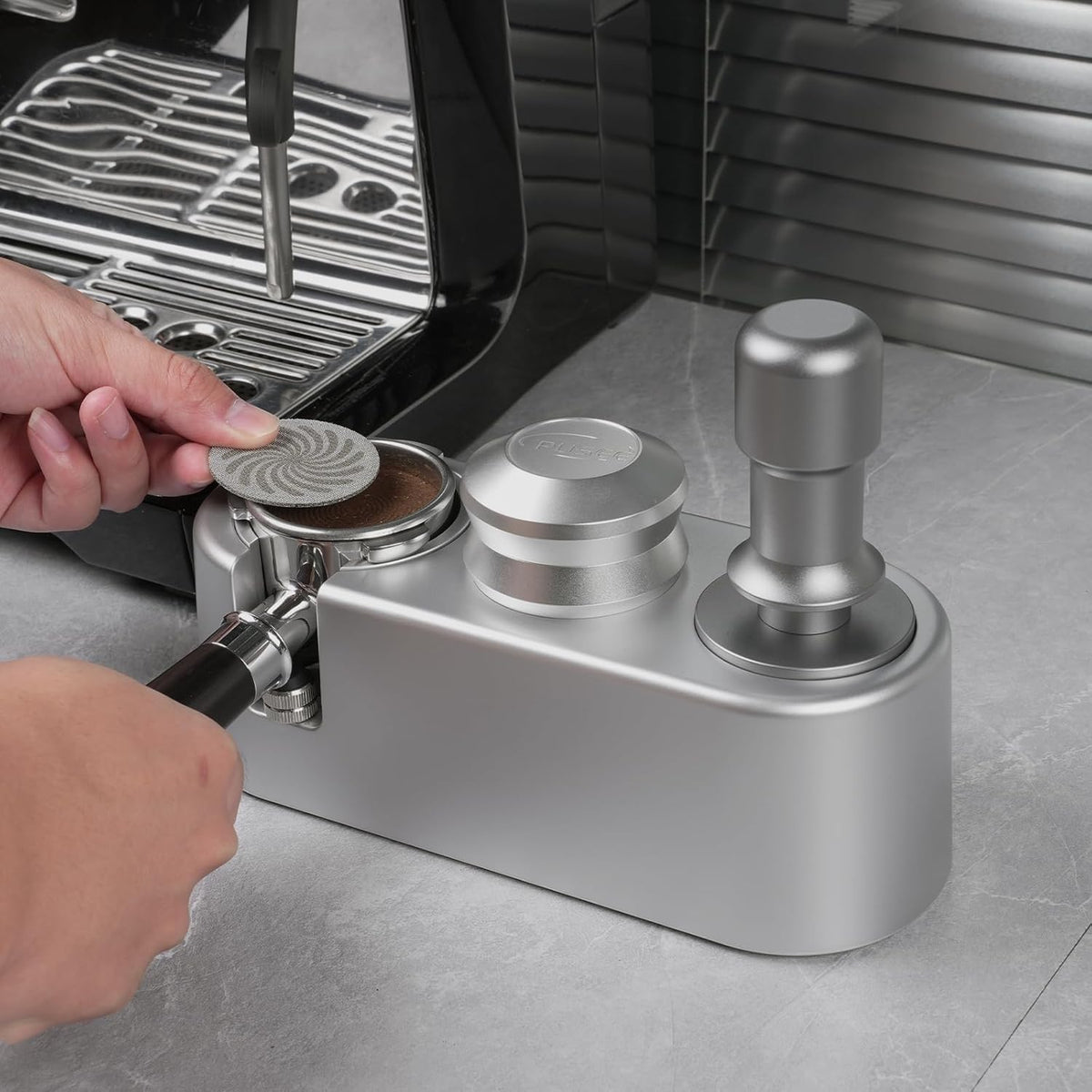 PUSEE Espresso Tamping Station, Espresso Organizer Station Fit for 51/54/58mm Espresso Accessories, Plastic Espresso Station Coffee Tamper Station, Multifunctional Coffee Tools Organzier (3 in 1)