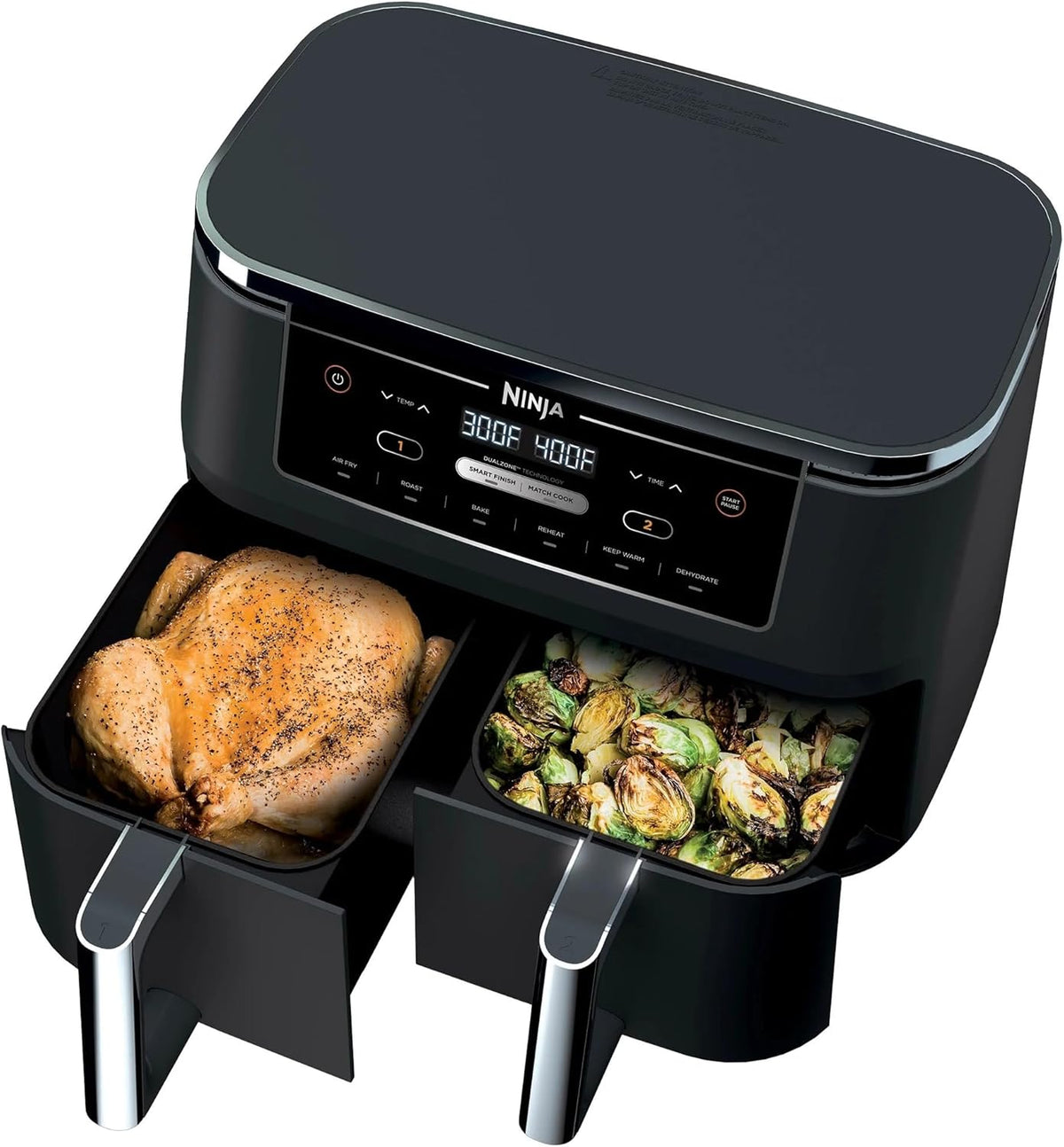 Ninja R-AD300CO Foodi 6-in-1 10-qt. XL 2-Basket Air Fryer with DualZone Technology, Black - Certified Refurbished