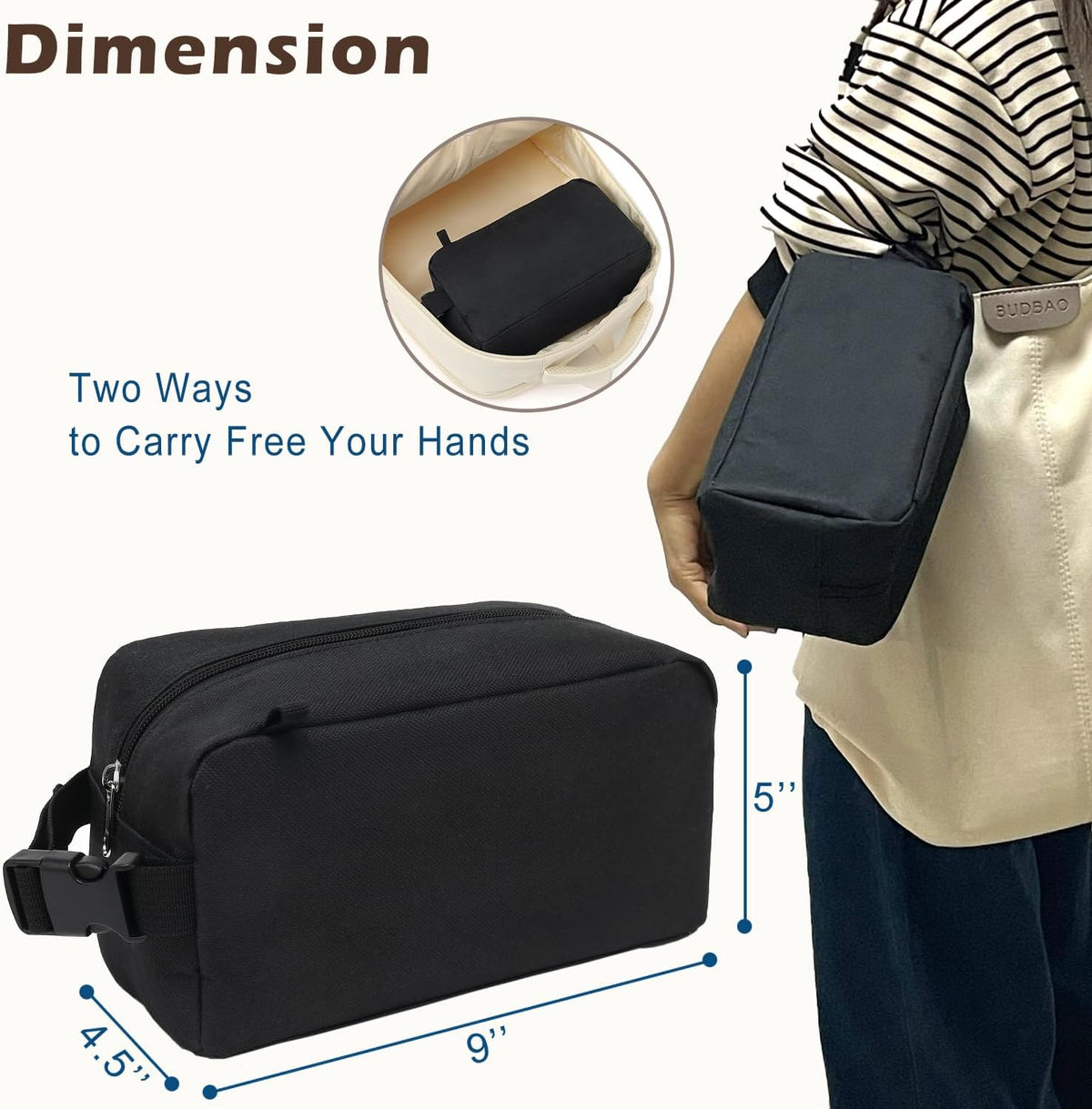 FlowFly Small Insulated Lunch box Portable Soft Bag Mini Cooler Thermal Meal Tote Kit with Buckle for Work, BlackWithBuckle