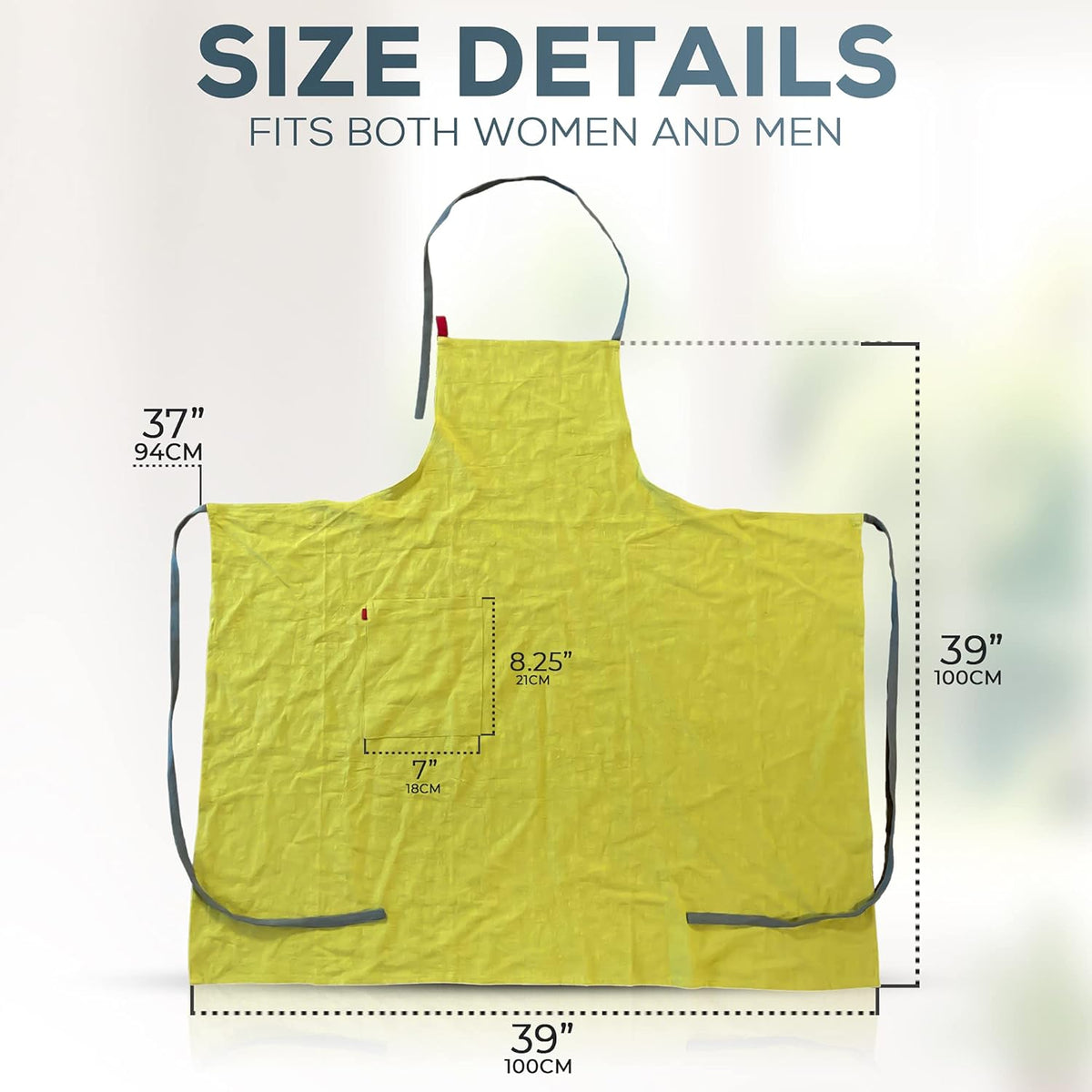 HANEE Kitchen Apron for Women & Men (9 Colors) Linen Cooking Aprons with pocket