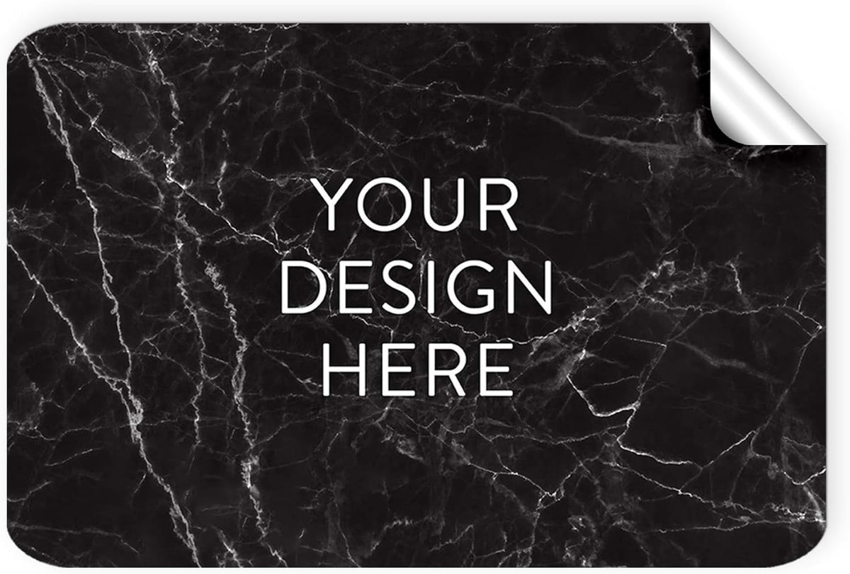 100 Custom Vinyl Stickers - Upload Your own Image, Text, Design, Logo - Personalized Logo Labels for Handmade, Packaging, Bottle, Jars, Candle, Brand Stickers (Black Marble, 4x2)