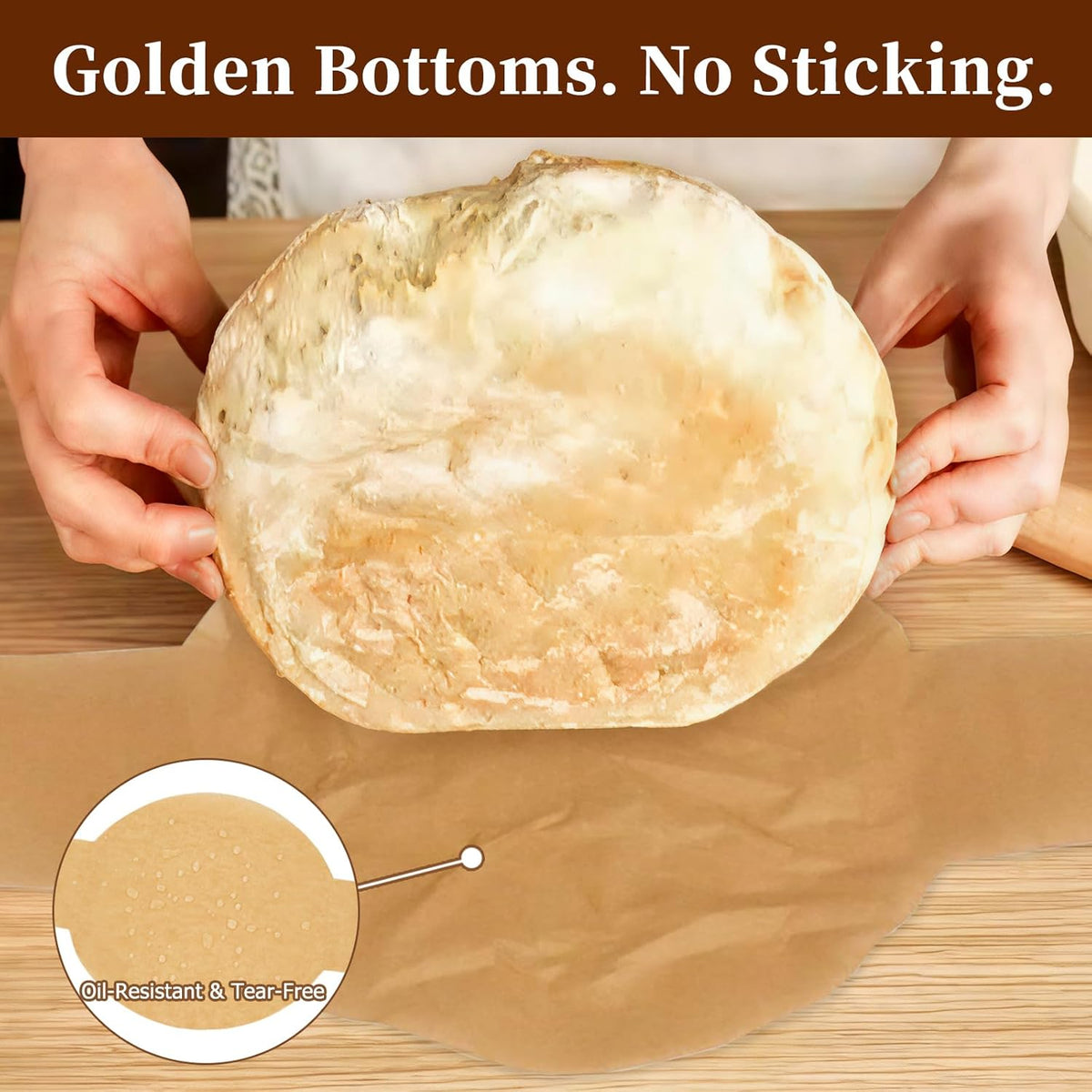 Parchment Bread Sling for Dutch Oven, BlissBoard Disposable Bread Baking Mat with Long Handles, 50 Pcs Unbleached Parchment Paper for Air Fryer, Sourdough Transfer