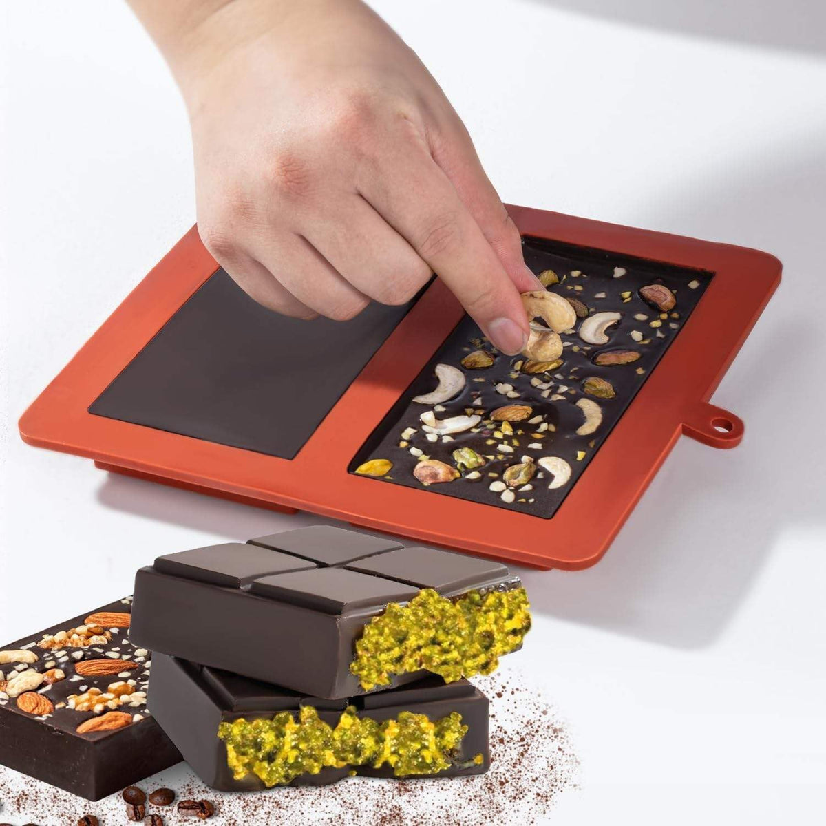 HABP GLOBAL 1 inch Chocolate Bar Mold, Silicone Deep Mold Ideal for making Homemade Stuffed Dubai Pistachio Chocolate,