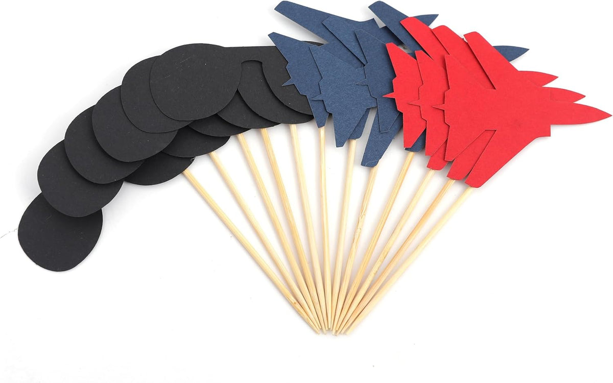 Fighter Party Cupcake Topper - Airplanethemed Birthday Party Decorations,Military Graduation, Jet Banner, Pilot Retirement,Top One Theme Cake Toppers (cake toppers)