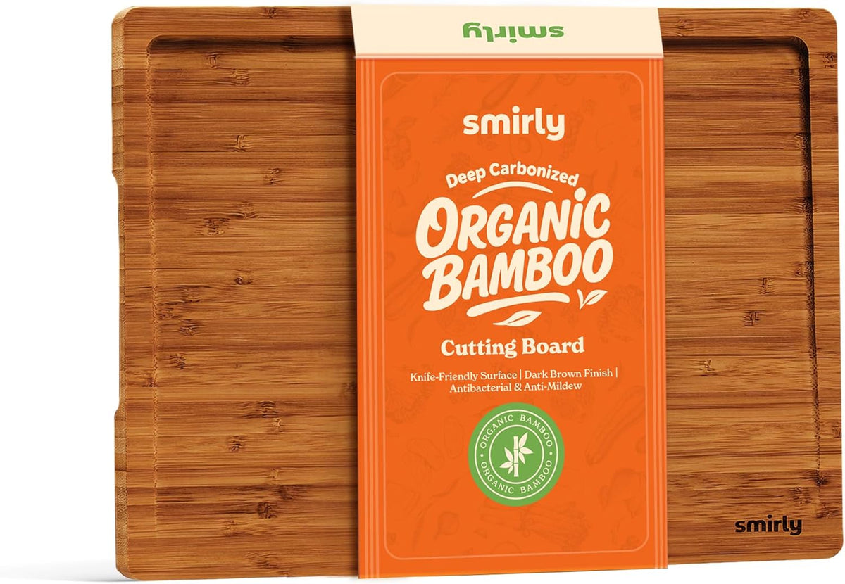 SMIRLY Wood Cutting Boards For Kitchen - Bamboo Cutting Boards For Kitchen Cutting Board, Bamboo Cutting Board Set, Chopping Board, Butcher Block, Small Wooden Cutting Board Set
