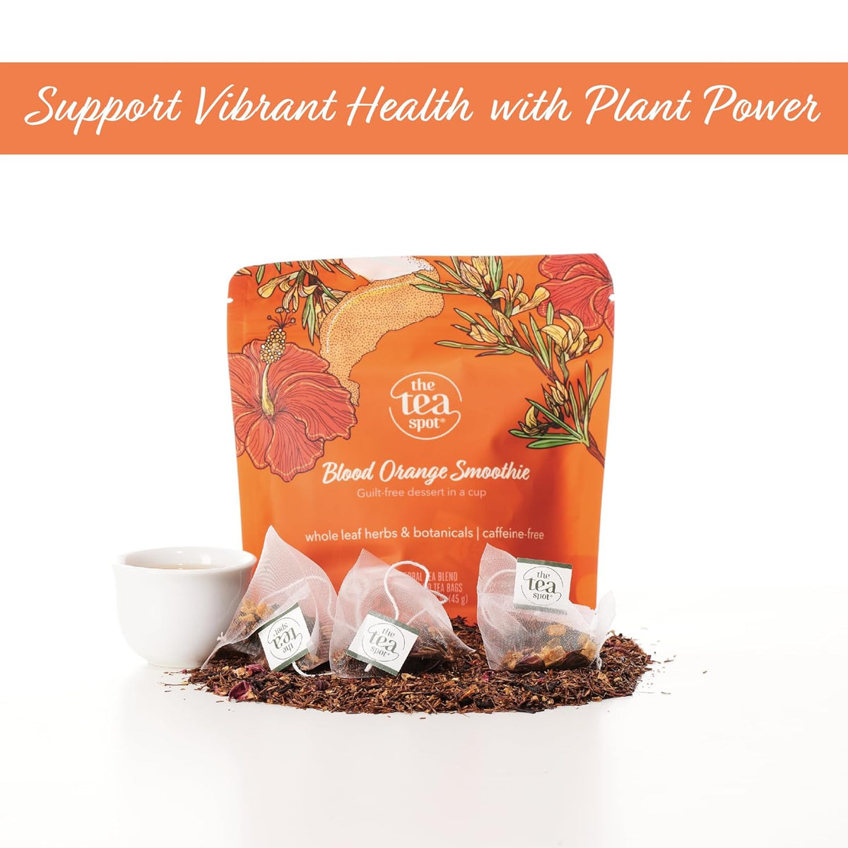 The Tea Spot Blood Orange Smoothie Herbal Tea | Blend of Rooibos Tea, Orange Peel, Hibiscus, Rosehips, Rose Petals, Safflowers, Natural Orange and Vanilla Flavors | Caffeine-Free 15 Tea Bags
