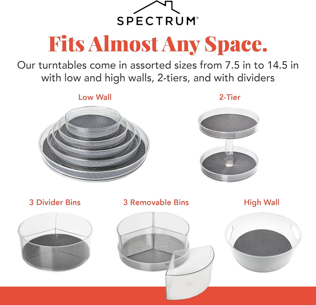 Spectrum Lazy Susan Organizer, Hexa Grande 14.5" - Lazy Susan Turntable for Cabinet, Refrigerator, Pantry, Table, & Shelf - Rotating & Spinning Pantry Organization - Spice Rack Storage for Fridge