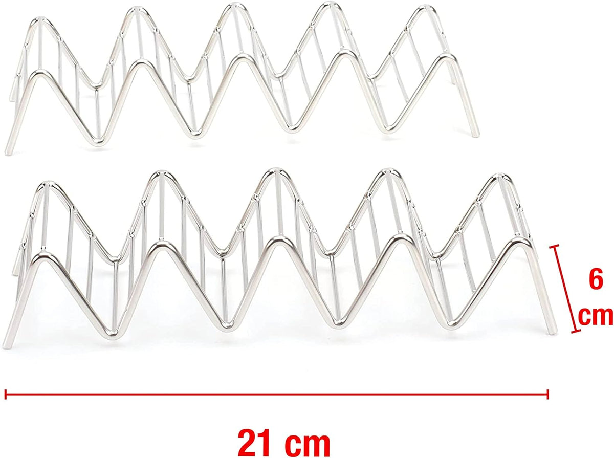 Taco Holders Set of 2 Premium Stainless Steel Stackable Stands, Each Rack Holds 4 or 5 Hard or Soft Tacos, Five Styles Available By 2lbDepot