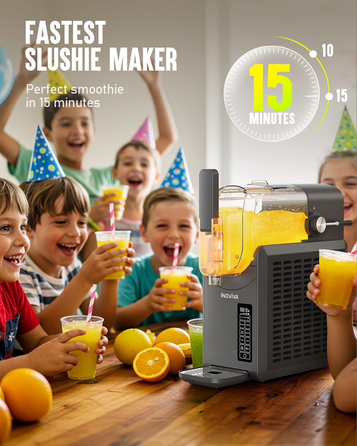 Slushie Machine, 88 oz INOVIVA Slushy Machine for Home with Self-Cleaning Function, No Ice Needed, Professional Frozen Drink Maker, 5 Preset Programs, Frozen Margaritas, Frappés, Milkshake, and More
