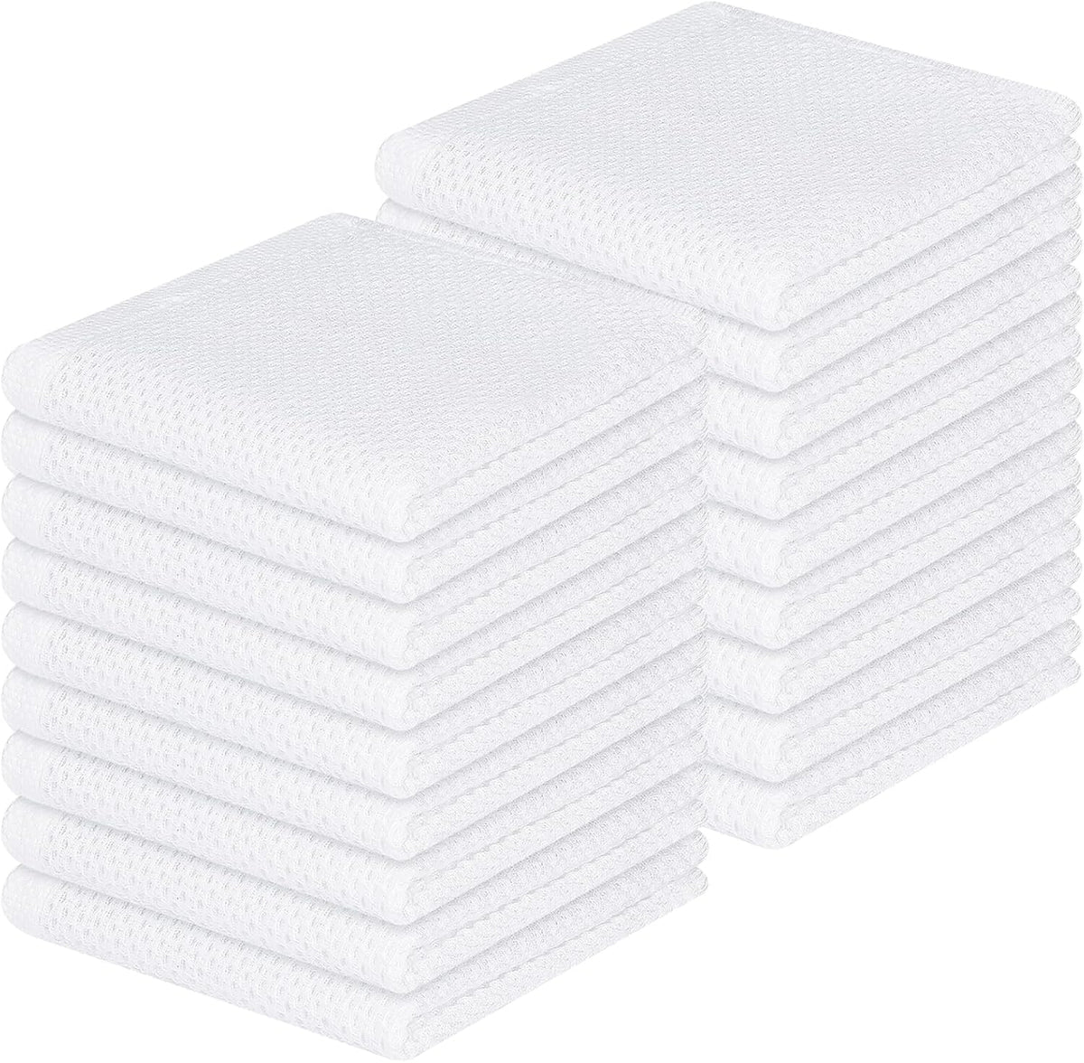 Homaxy 100% Cotton Waffle Weave Kitchen Dish Cloths, Ultra Soft Absorbent Quick Drying Dish Towels, 12 x 12 Inches, 18-Pack, White