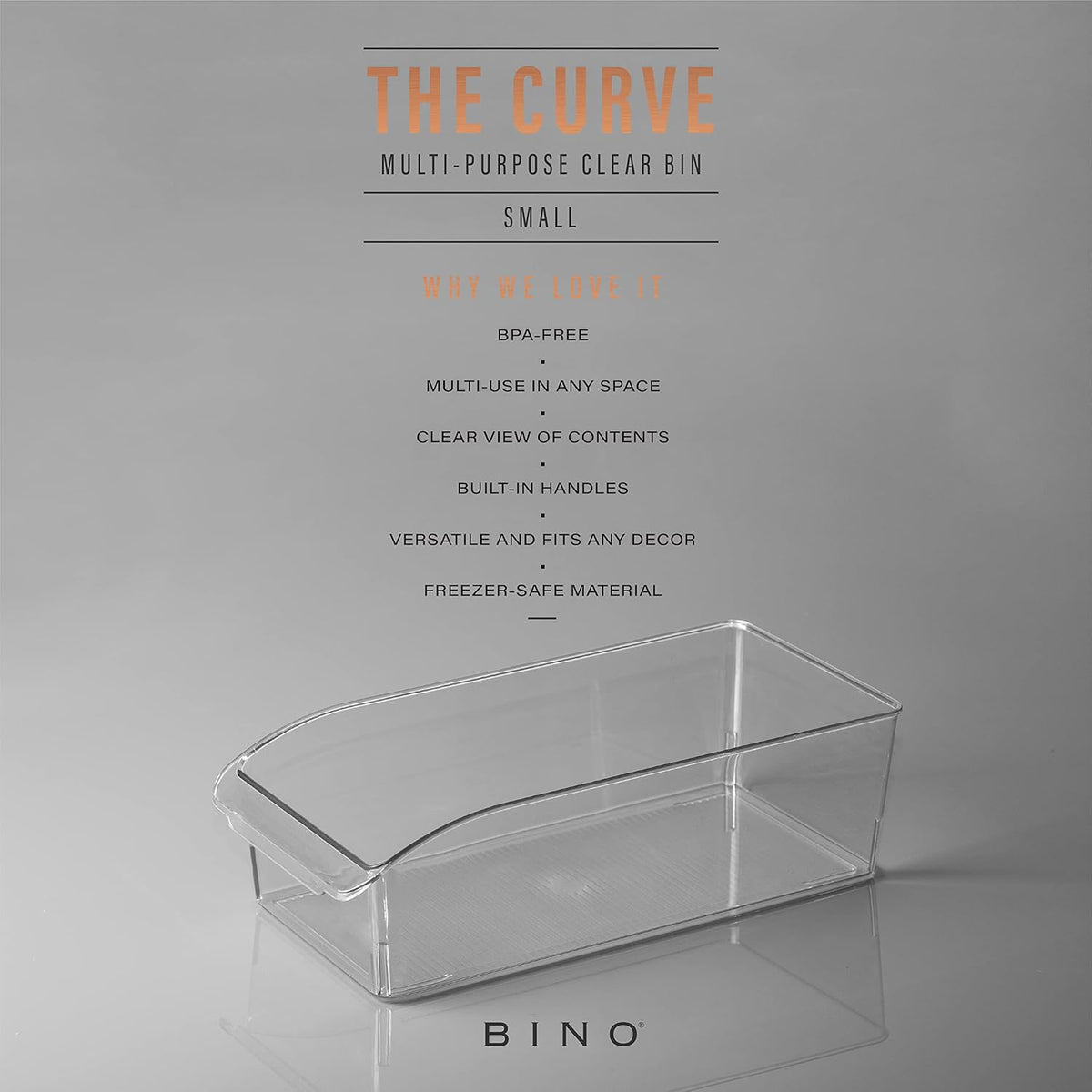 BINO | Plastic Storage Bins, Small | THE CURVE COLLECTION | Multi-Use Organizer Bins | Storage Containers Kitchen, Pantry and Home Organization | Fridge Organizers | Pantry Organization and Storage
