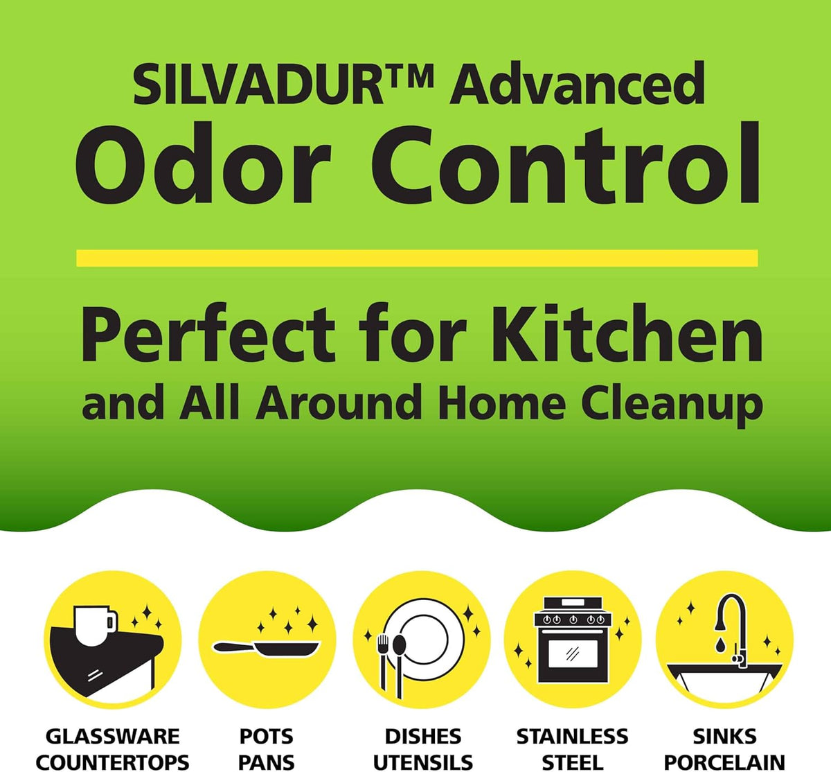 Fresh Tuff-Scrub Antimicrobial Microfiber Scrub-N-Wipe Sponge Pads, Fabric Treated with SILVADUR Antimicrobial Technology and Charcoal-Infused Foam, 6-Pack Green Large Size Pads