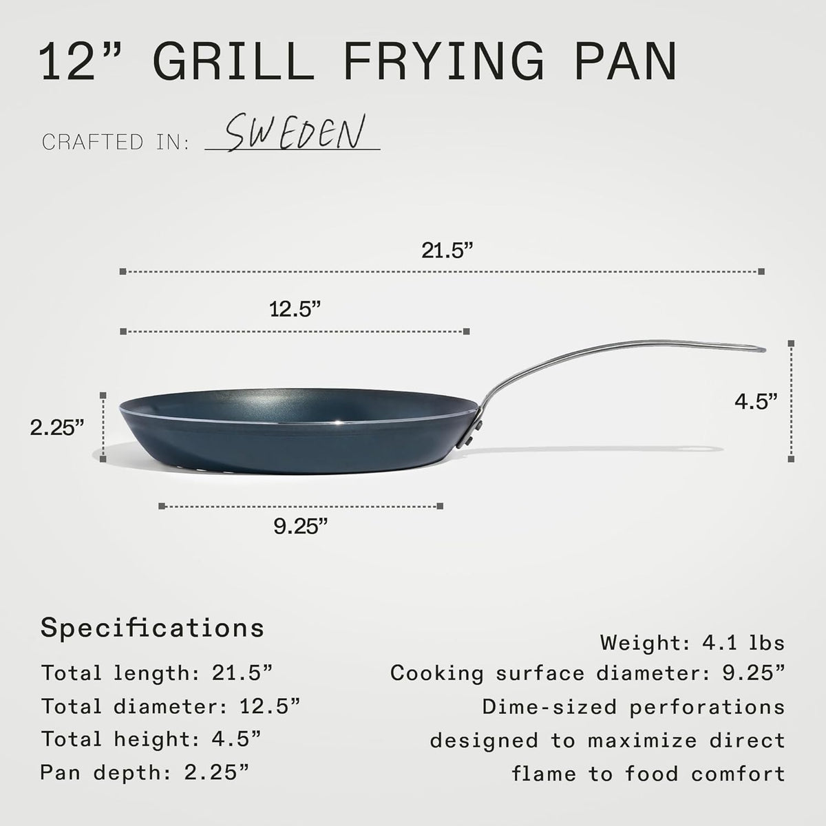 Made In Cookware - 12" Seasoned Carbon Steel Grill Frying Pan - (Like Cast Iron, but Better) - Professional Cookware - Crafted in Sweden