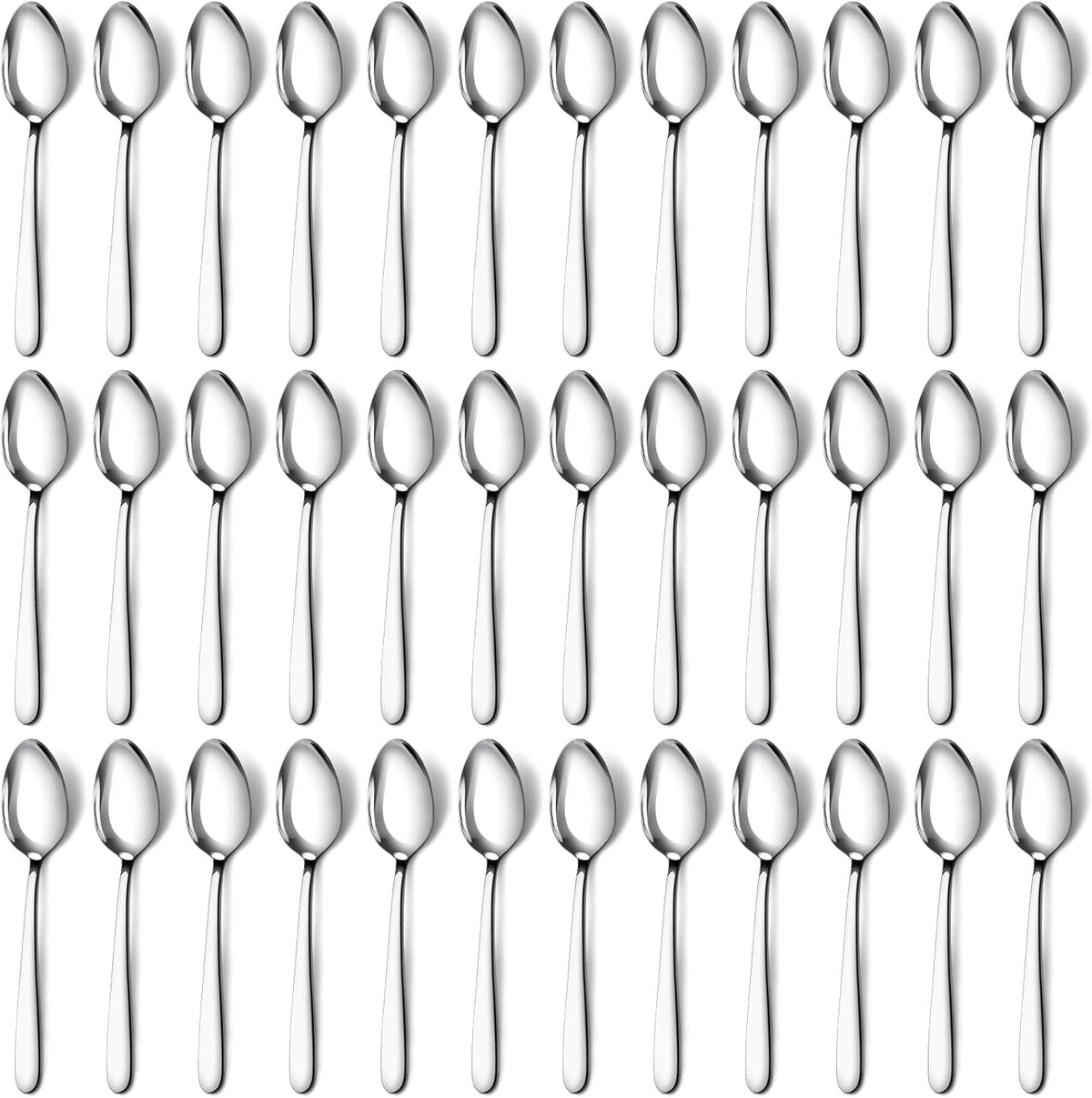 Pleafind 36-Pcs Dinner Spoons Set (7.4 inch), Spoons Silverware, Stainless Steel Spoon, Silver Spoons, Mirror Polished Tablespoon, Silverware Spoons for Home, Kitchen, Restaurant, Dishwasher Safe