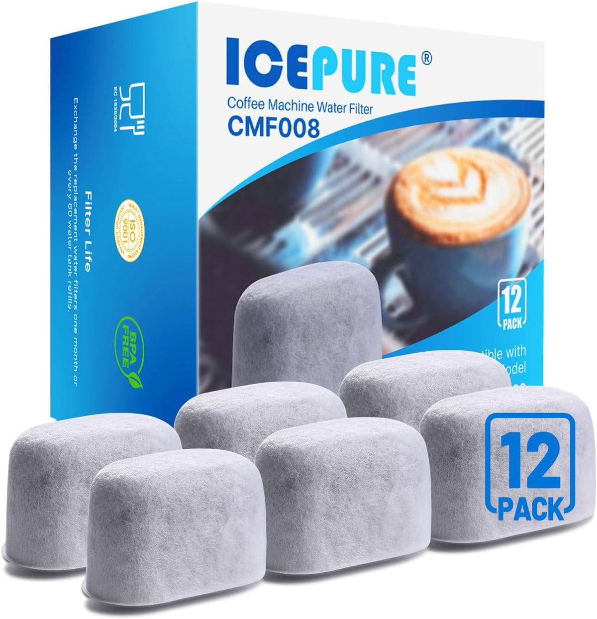 ICEPURE Coffee Machine Water Filter Compatible with Breville BWF100, Replacement for Breville Espresso Machine Filter, BWF100NA BES980XL BES920XL BES900XL BES860XL BES870XL, 12PACK