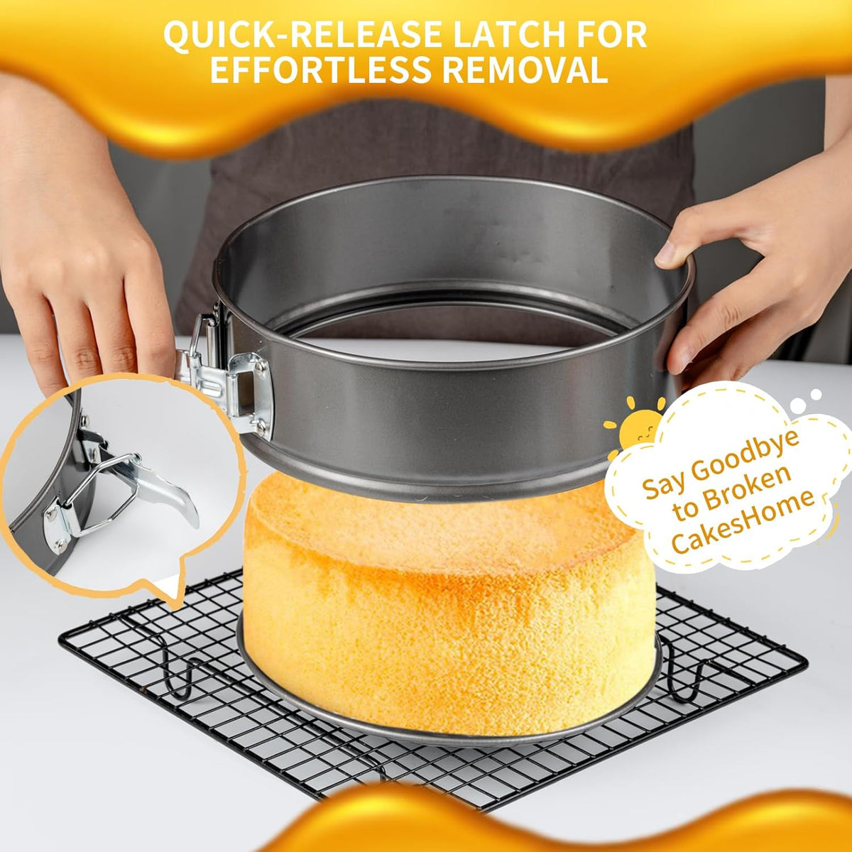 Springform Cake Pan Set – 3 Piece Nonstick 7, 8, 9 Inch Round Cheesecake Pans for Baking, Leakproof Cake Molds for Mousse, Birthday Layer Cakes, Quiche, Pizza & More