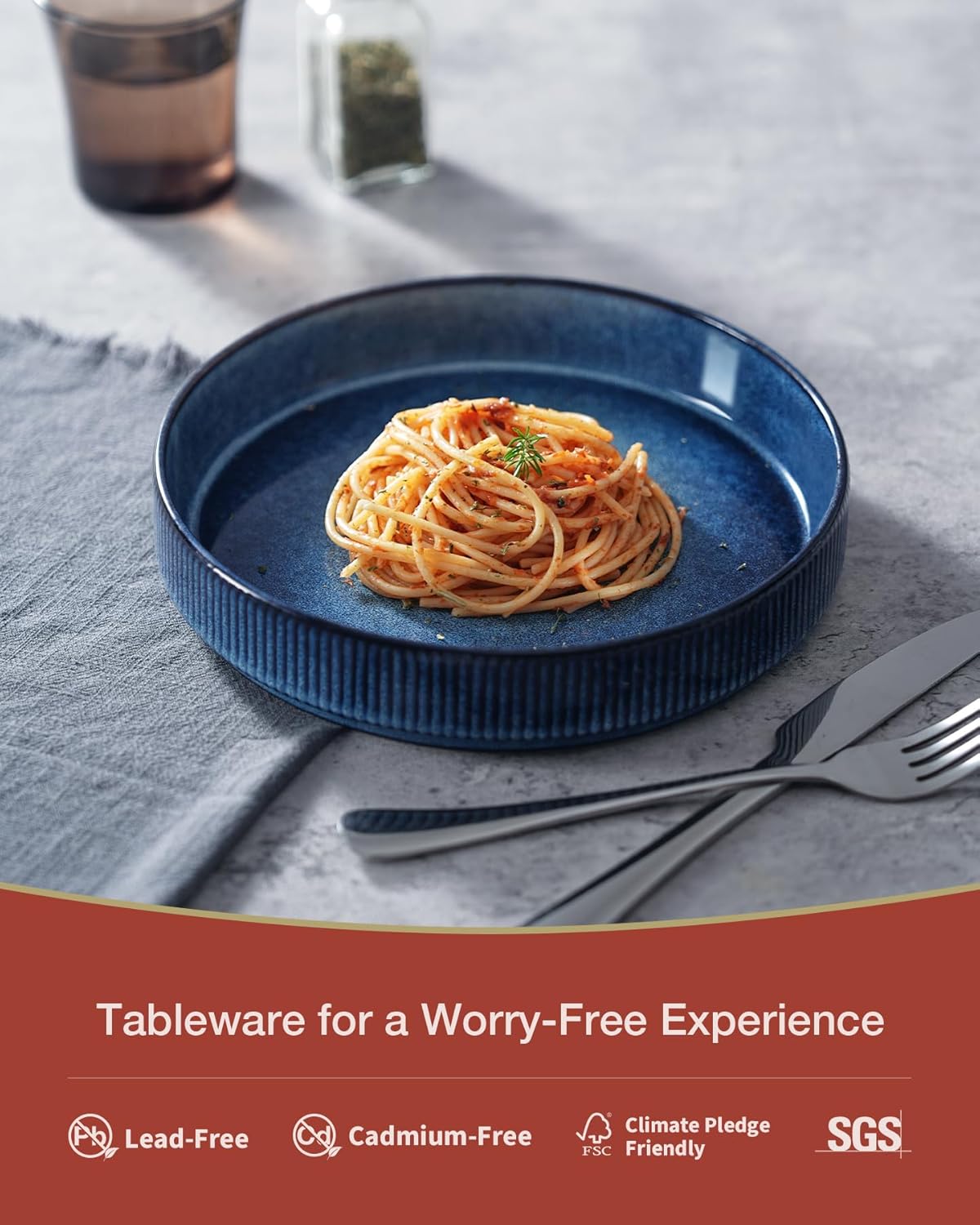 famiware Star 7.5" Pasta Bowls Set, Salad Bowl Set of 4, Double Reactive Glaze, Stackable, Ideal for Your Friend for Housewarming, Festivals, Nebulas Blue
