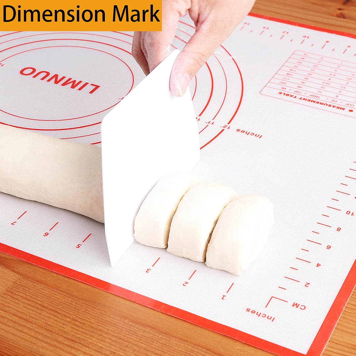 Silicone Baking Mat，Non Stick Rolling Dough with Measurements for Pie Pizza Cookies Fondant Making，Extra Thick Non Slip Silicone Pastry Mat