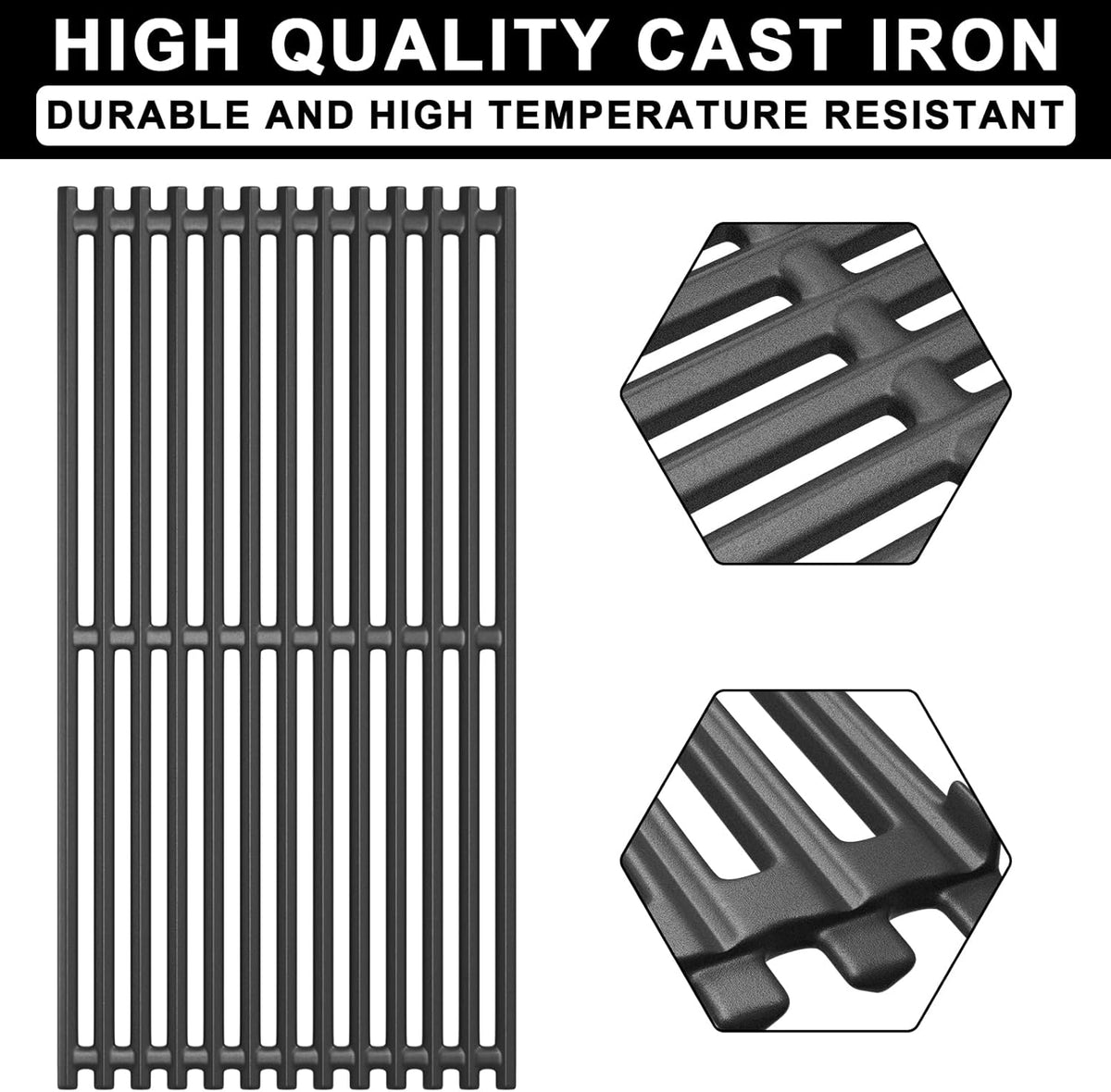 Grill Grates 17x9 1/2" for Charbroil Infrared Grill Grates 466242715,463242715,G541-0016-W2,466242815,463242716,463276016,466242816,463255020,463257520,for Charbroil TRU-Infrared Replacement Parts