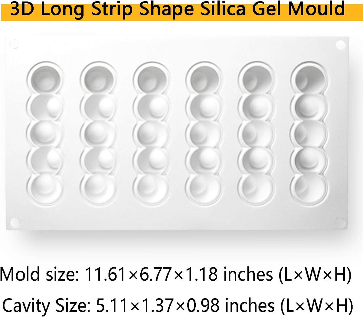 OCPO KITCHEN Eclair Silicone Mold for Baking Mousse Cake, French Dessert, Pastry, Chocolate, Ice Cream, Cake Decoration Mold, 3D Long Strip Flower Shape (6-Cavity)
