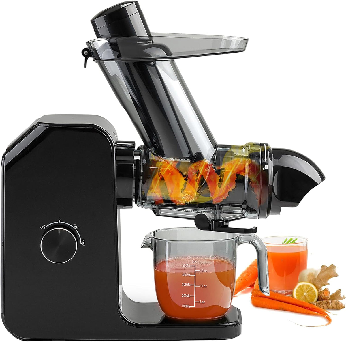 Cold Press Juicer Machine | 3 Inch Wide Chute | High Nutrition & Juice Yield | 3 Juicer Modes | Easy to Clean | Slow Masticating Juicer for Vegetables and Fruits [Black]