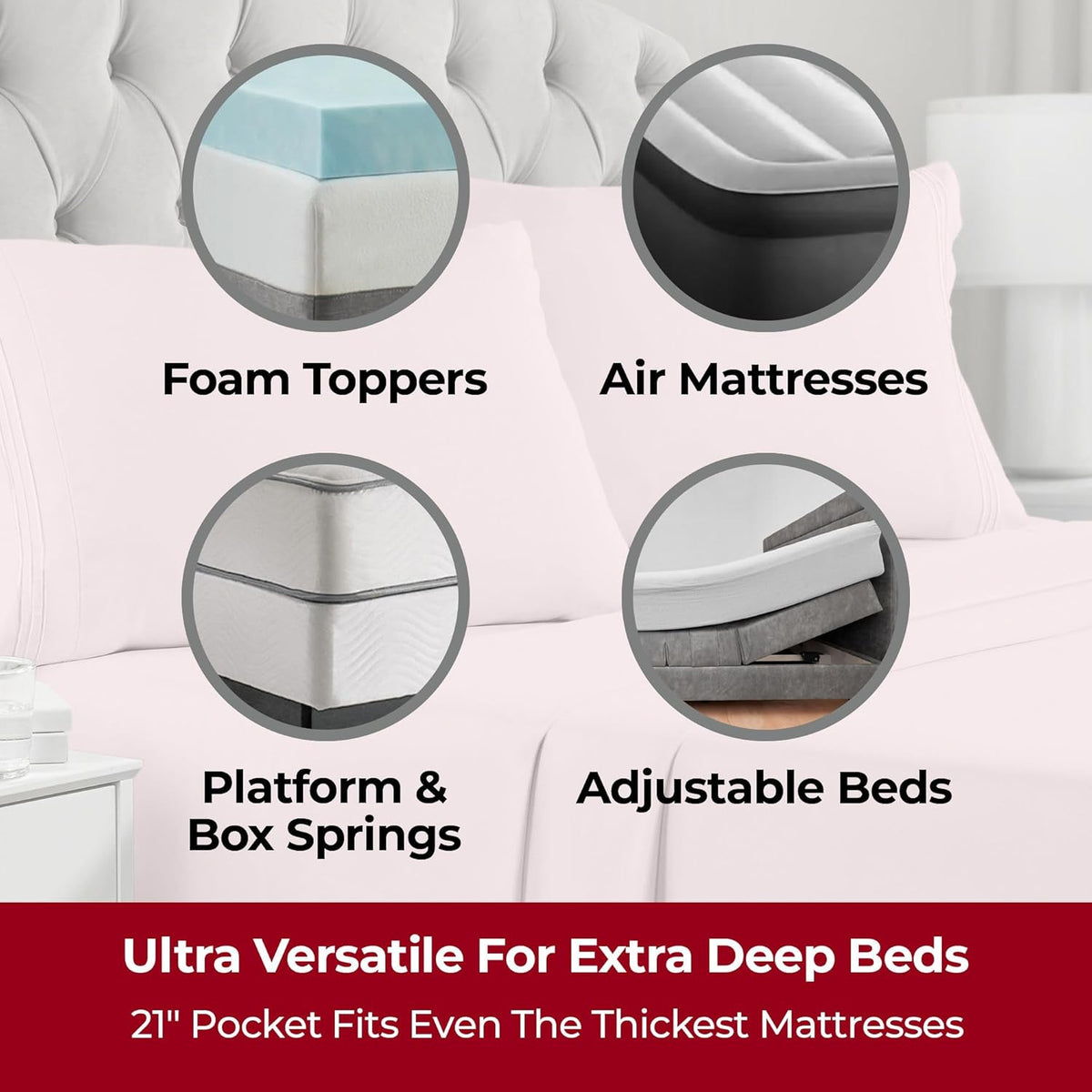 Mellanni Extra Deep Queen Sheets - 4 PC Iconic Collection Bedding - Hotel Luxury, Ultra Soft, Cooling Bed Sheets - Wrinkle, Fade, Stain Resistant (Queen, Blush Pink)