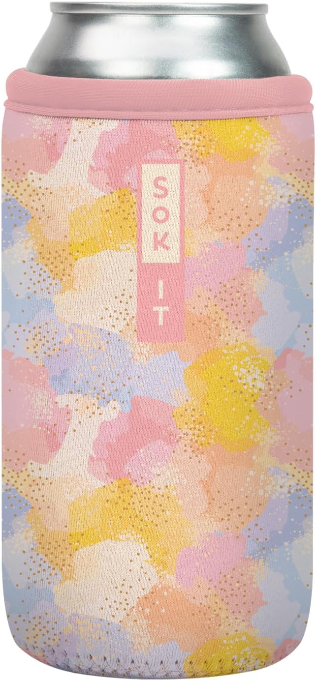 Sok It CanSok Sleeve for Beer & Soda Insulated Neoprene Cover (Watercolor Glimmer, 16oz Can Sleeve)