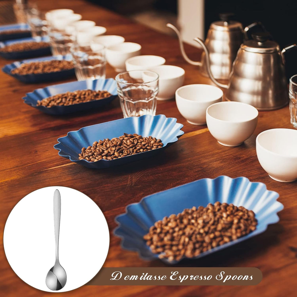 Yinkin 50 Pcs Demitasse Espresso Spoons 4.92" Stainless Steel Tablespoons Metal Dessert Spoons for Appetizer Sugar Ice Cream for Home Restaurant Kitchen,Mirror Polished,Dishwasher Safe