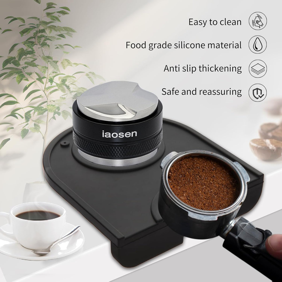 Knock Box Large Capacity Design Espresso Knock Box Tamping Mat Espresso Machine Accessories Set of 2 with Removable Knock Bar and Anti-Slip Base for Home Office Barista Tools for Bar Shop