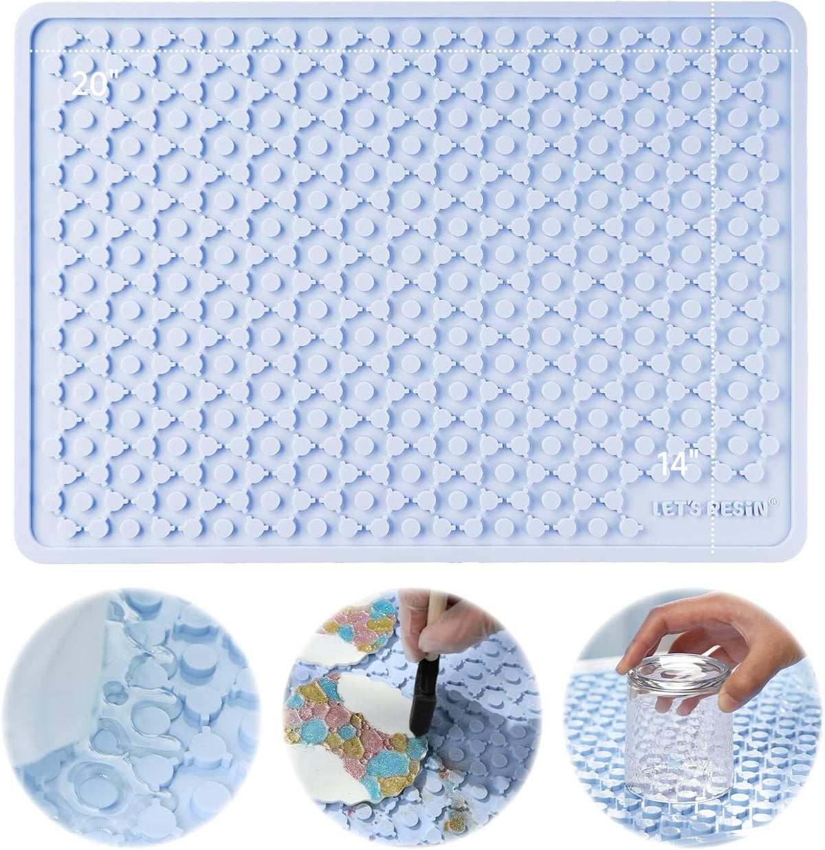 LET'S RESIN Premium Resin Collector Mat, 20" x 14"Large Easy Clean Silicone Mat for Crafts, Epoxy Resin,Placemat(Blue)