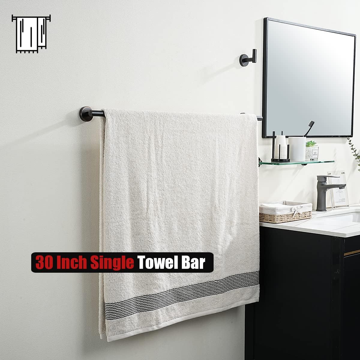 JQK Oil Rubbed Bronze Towel Bar, 33 Inch 304 Stainless Steel Thicken 0.8mm Towel Rack Bathroom, Towel Holder ORB Wall Mount, Useable Length 30 Inch 2 Pack, TB110L30-ORB-P2