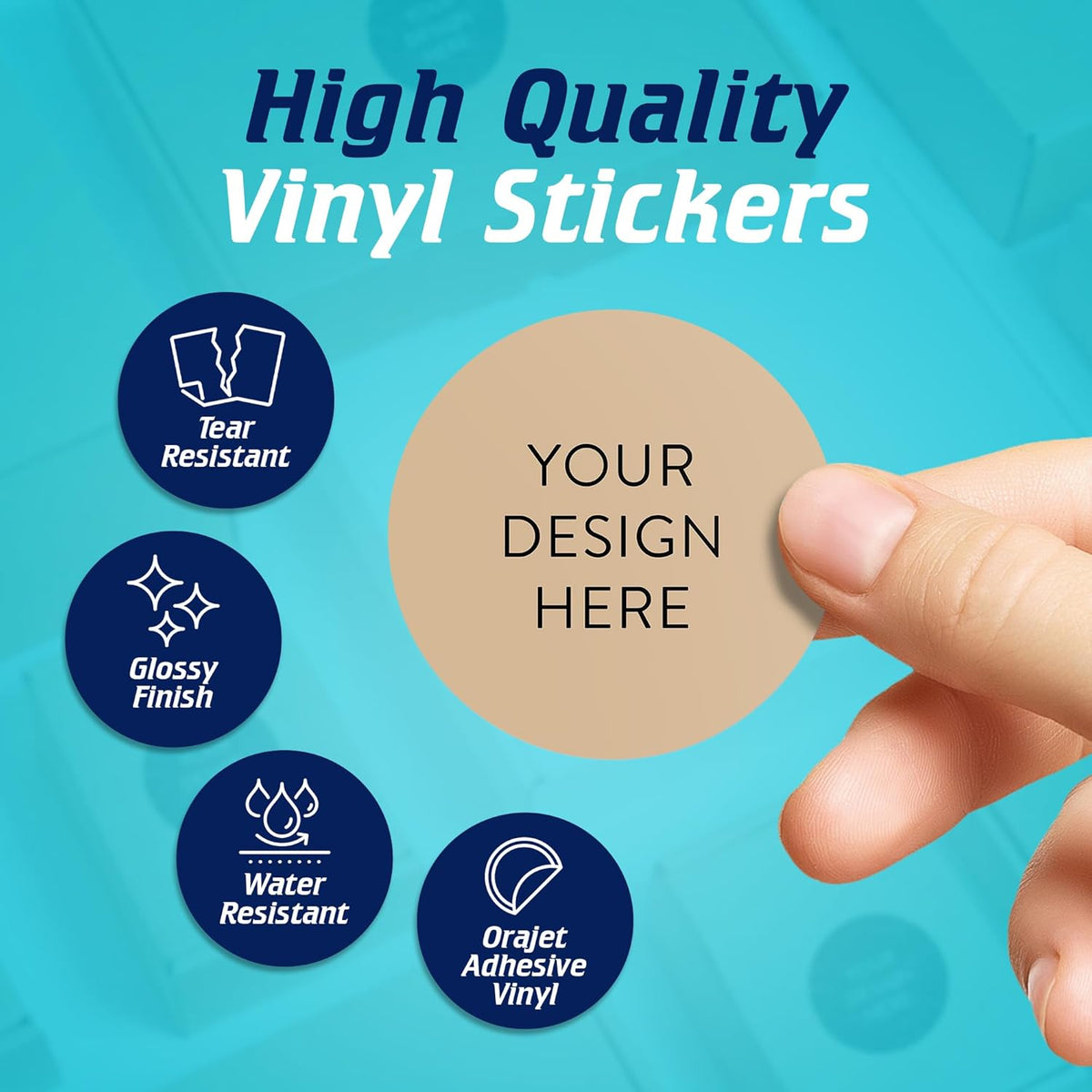 100 Custom Vinyl Stickers - Upload Your own Image, Text, Design, Logo - Personalized Logo Labels for Handmade, Packaging, Bottle, Jars, Candle, Brand Stickers (Brown, 2x2)
