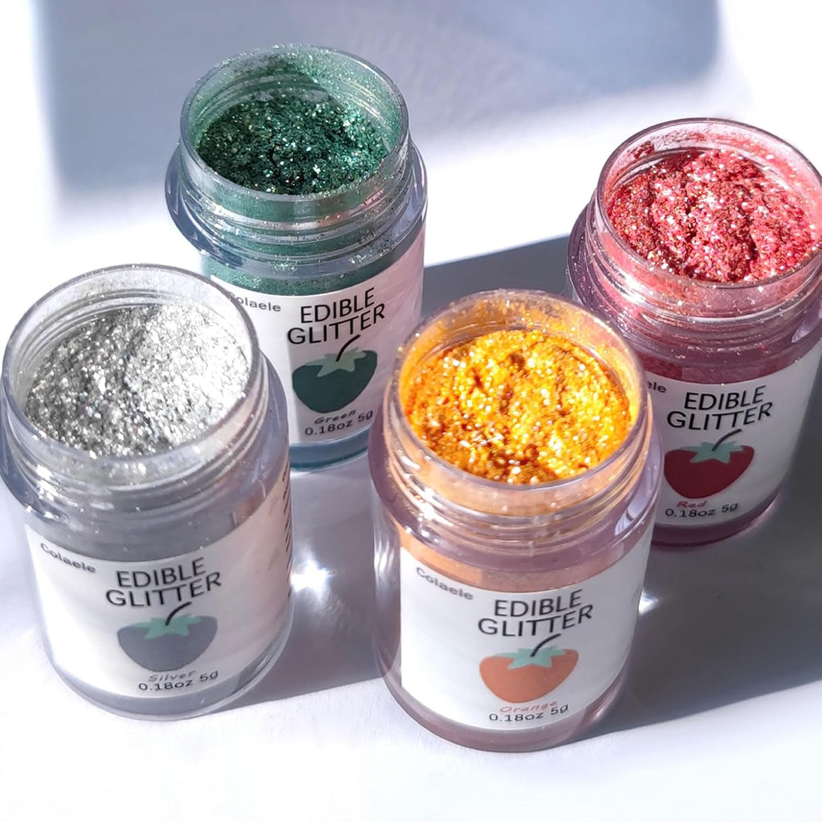Red Edible Glitter Glimmer Powder for Cakes Drinks - Colaele 5 grams Food Grade Luster Dust Metallic Food Decorating Sprinkle Disco Brew Dust for Cake Decorations Wine Beverage Candy Dessert, Vegan