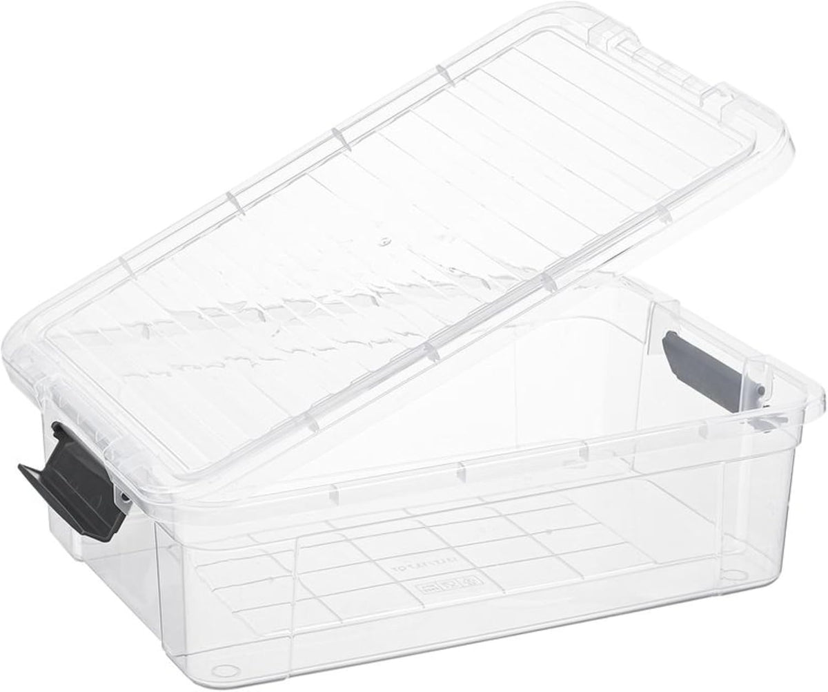 Superio Storage Bins with Lids, Clear Plastic Containers for Organizing, Stackable Totes, BPA Free, Odor Free, Organizer Boxes for Home, and Dorm (4 Pack, 13.7 Qt)