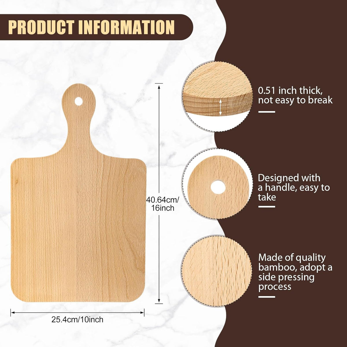 Lounsweer 6 Pcs Thicken Cutting Board Bulk Wood Board for Chopping Serving Charcuterie Material for Laser Engraving Mother' Day Wedding Housewarming Gift