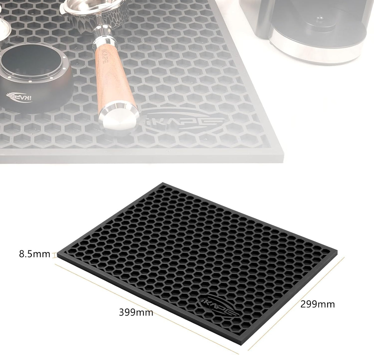 IKAPE Drying Coffee Maker Mat, Multi-functional Water Filter Mat, Easy to Clean, Durable, Suitable for Coffee and Tea Accessories and Kitchen Counters(Black, 15.75in*11.81in)