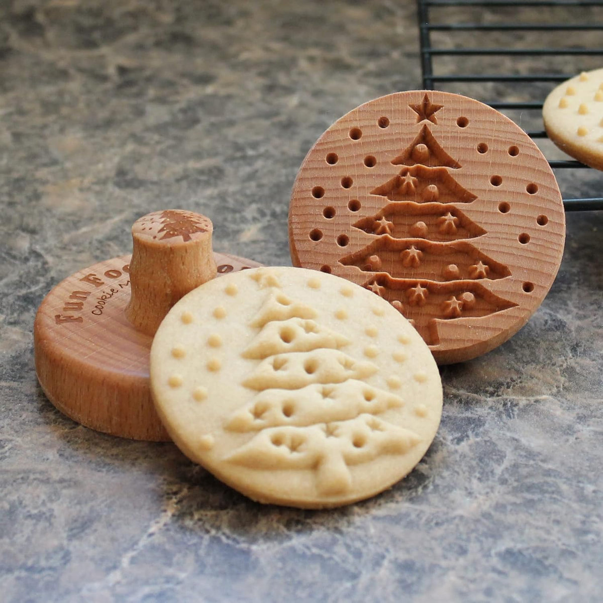 Wood Cookie Stamp, 2.5 Inch (Christmas Tree CS-016)