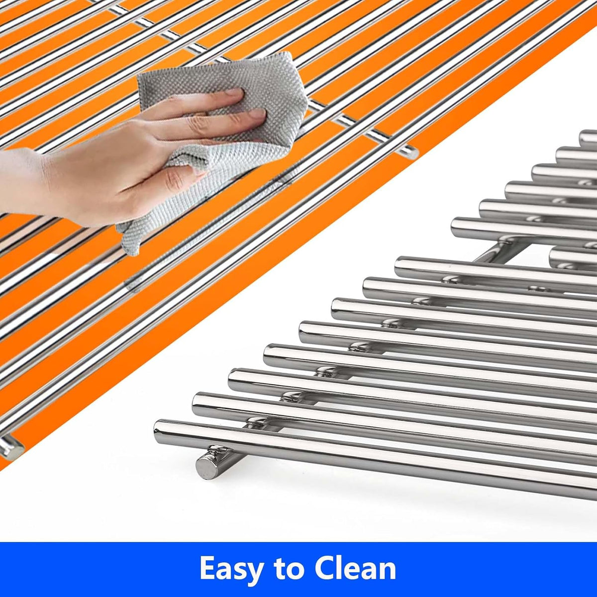 Grill Grates for Nexgrill 4 Burner 720-0830H 720-0830D 720-0670A 720-0783C 720-0783E 720-0958A, 17" Stainless Replacement Parts for 5 Burner 720-0888N Charbroil 463241113 463446015, Kenmore Gas Grill