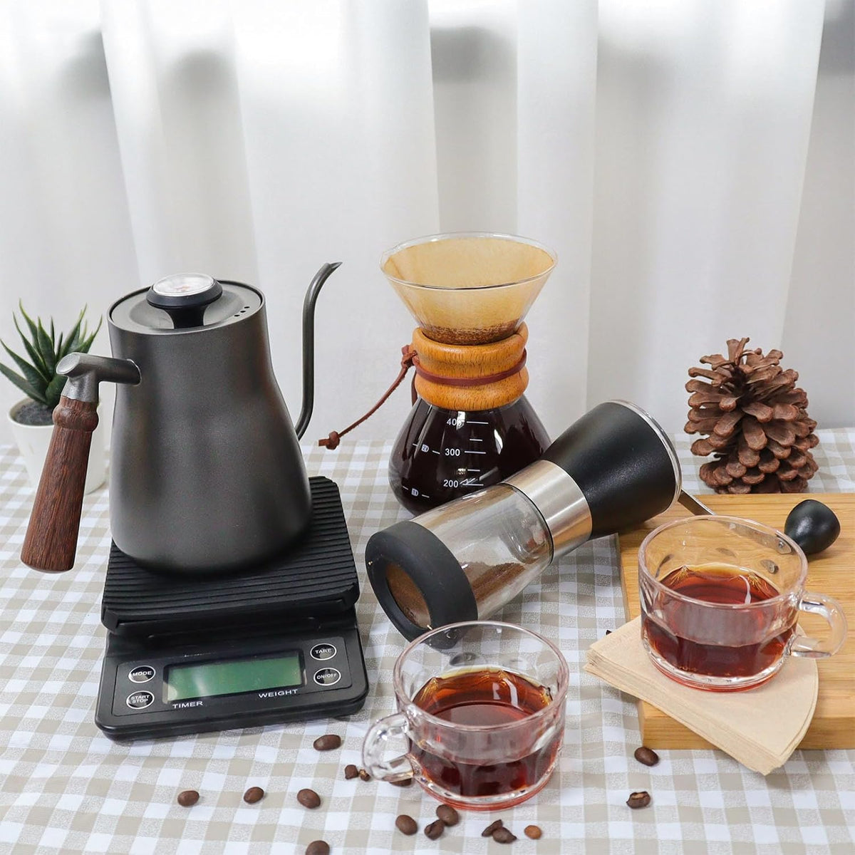 SOTECH Portable Pour Over Coffee Maker Dripper Set Espresso Americano Latte For Travel Camping Office Home Car Hiking(2 Cup Coffe Gift Set)